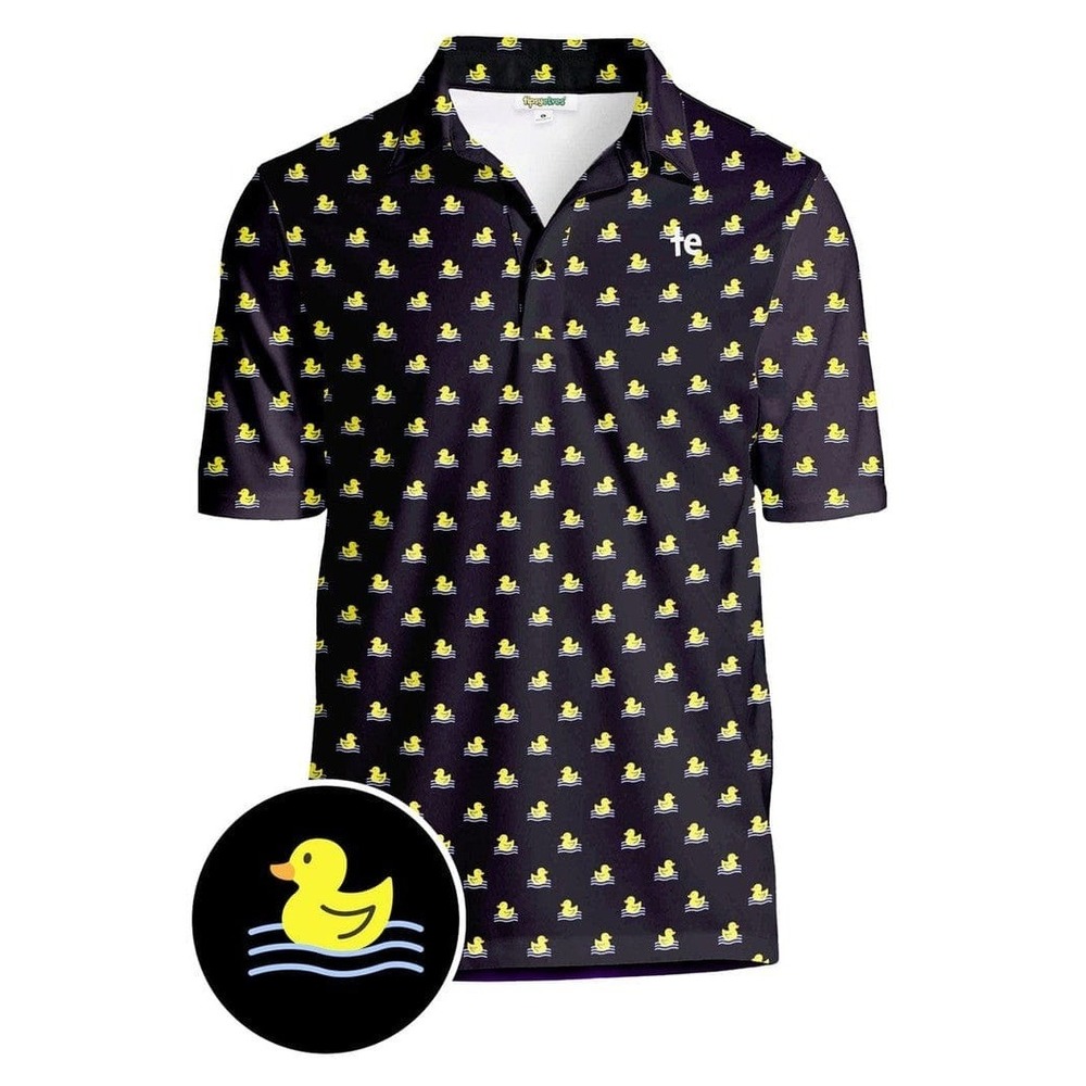 Tipsy Elves Mens Rubber Ducky Golf Polo Shirt Navy Blue Short Sleeve Novelty 3X